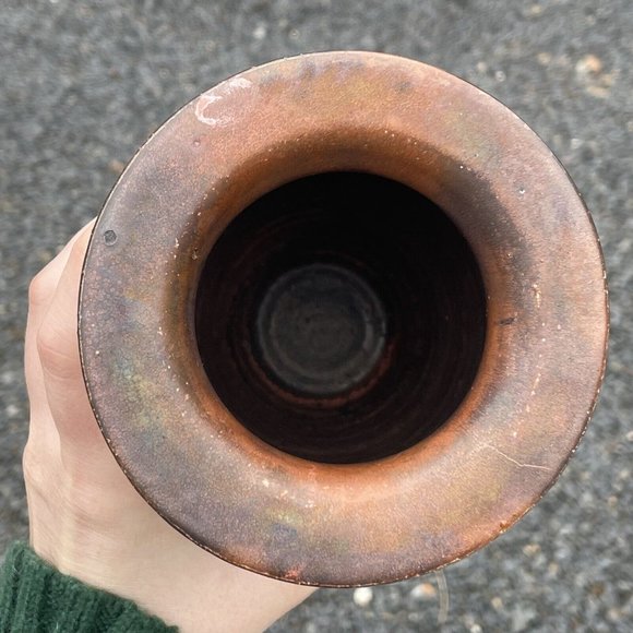 7.25" Vintage 20th C. Raku Iridescent Glazed Pottery Ceramic Vase Ramer Art - Picture 12 of 13